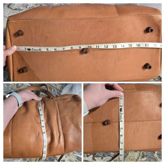 DAVID KING Boston Tan Leather Duffel Travel Bag Vintage 80s 90s - Picture 5 of 8